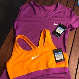 Nike Dri-fit women’s top and sports bra
